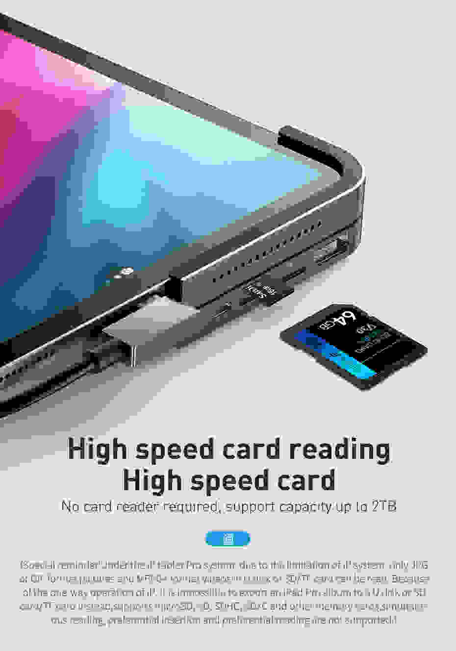 Baseus Type-C to SD TF Card Reader HUB Adapter For MacBook Laptop Mobile Phone