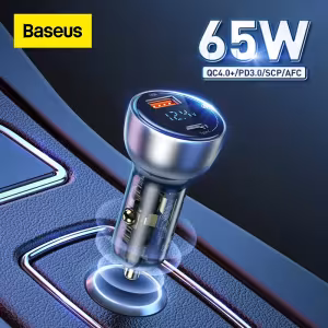 Baseus Particular Digital Display QC+PS Dual Quick Charger Car Charger 65W