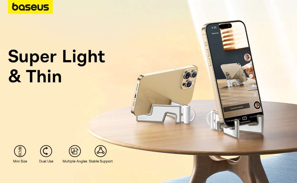 Baseus Portable Folding Phone Stand Universal Mini Size Mount Holder Stable Light Thin Stand for iPhone 14 13 12 Pro Max Samsung