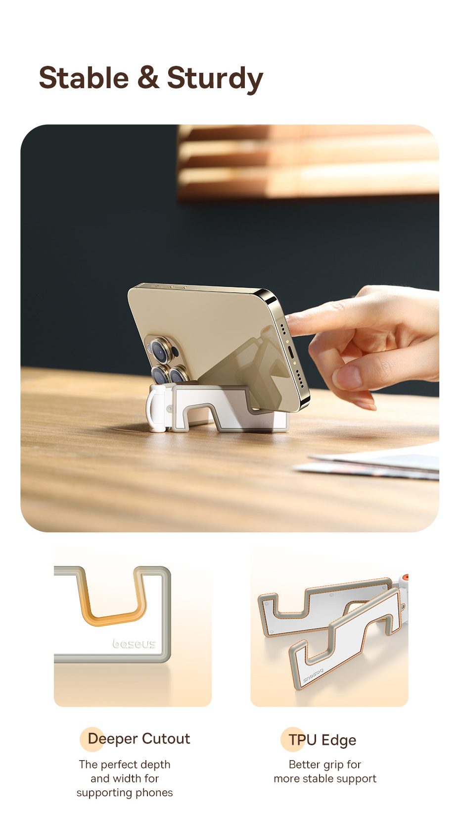Baseus Portable Folding Phone Stand Universal Mini Size Mount Holder Stable Light Thin Stand for iPhone 14 13 12 Pro Max Samsung