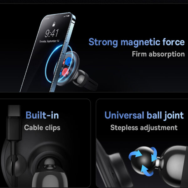 Baseus CO1 Magnetic Phone Holder | Air Vent Dashboard Mount - Image 4