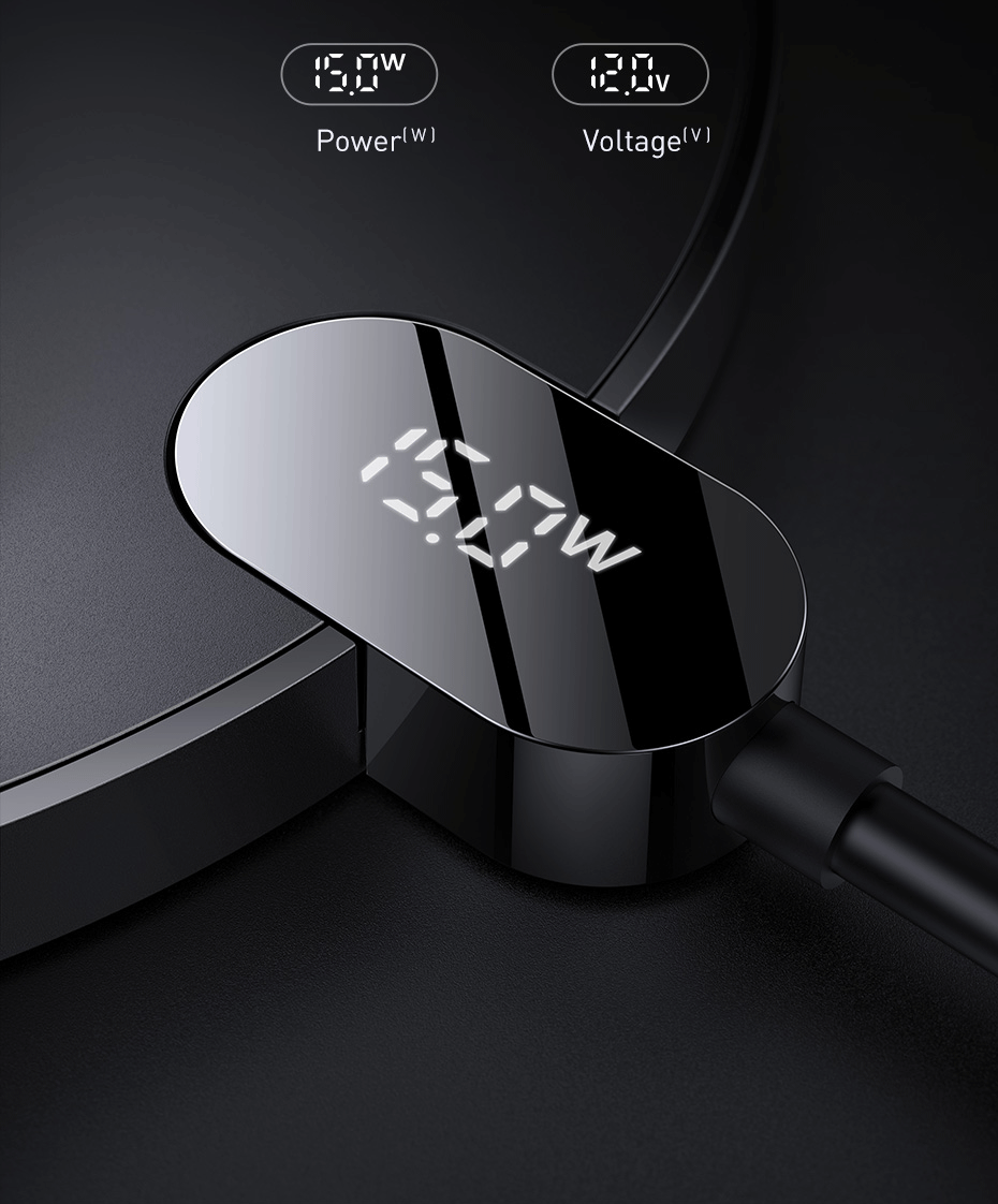 Baseus 15W Wireless Chargers For iPhone 14 12 Samsung LED Display Desktop Wireless Charging Pad For Airpods Fast Charger