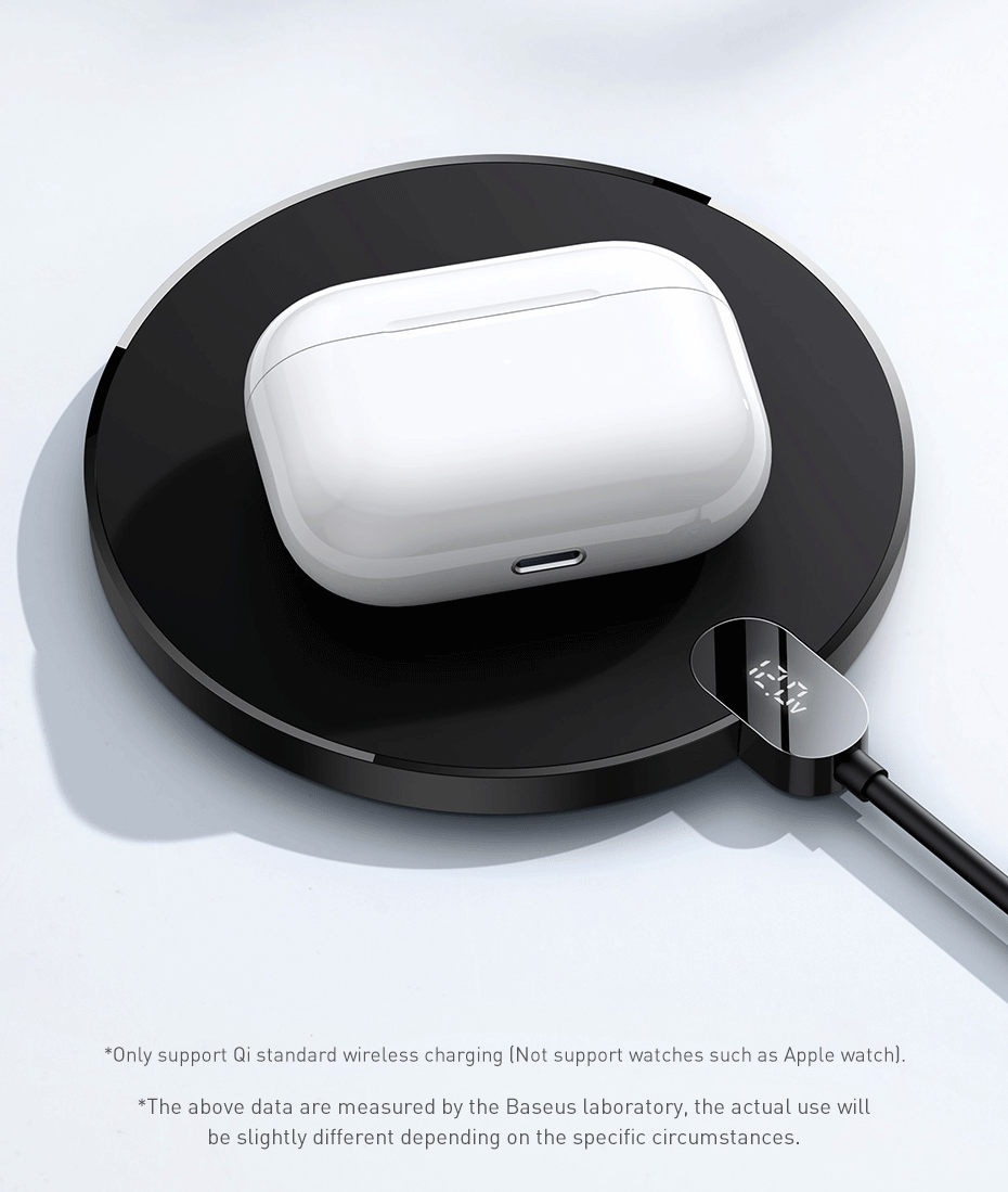 Baseus 15W Wireless Chargers For iPhone 14 12 Samsung LED Display Desktop Wireless Charging Pad For Airpods Fast Charger