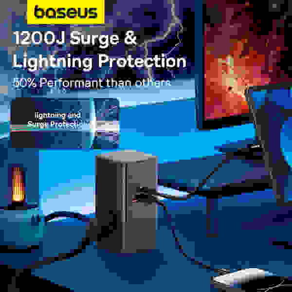 Baseus PowerCombo Tower Digital PowerStrip 3AC+2U+2C 35W - Image 4
