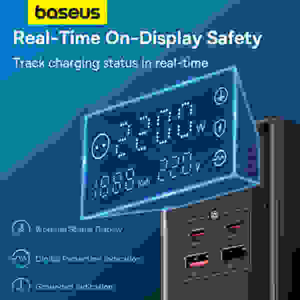 Baseus PowerCombo Tower Digital PowerStrip 3AC+2U+2C 35W - Image 3