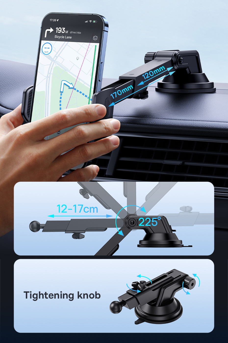 Baseus Car Phone Holder Sucker for Dashboard Windshield Vent Mobile Car Holder Clamp For iPhone Pro Max X Xiaomi Huawei Samsung