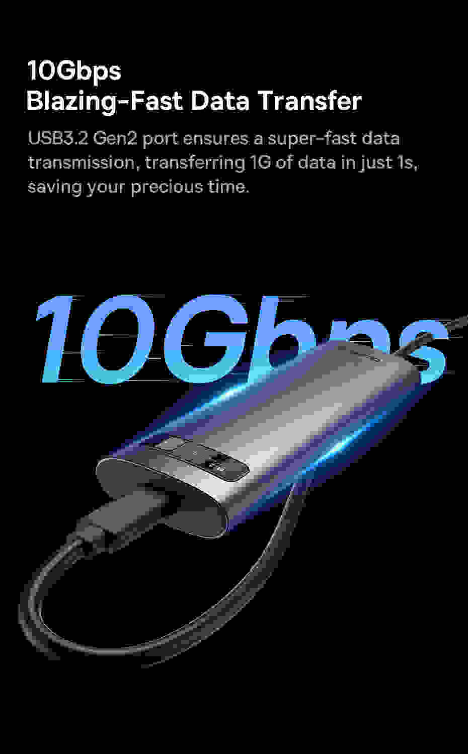 Baseus SSD NVME M2 Case Dual Protocol M.2 to USB Type C 3.2 Gen 2 Portable SSD Sata Nvme Enclosure External PC Case