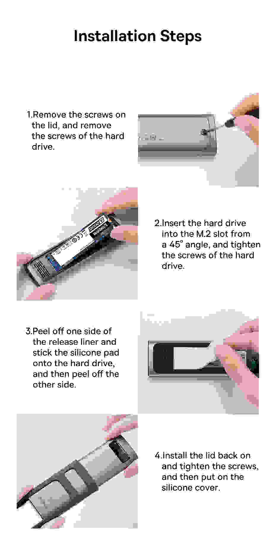Baseus SSD NVME M2 Case Dual Protocol M.2 to USB Type C 3.2 Gen 2 Portable SSD Sata Nvme Enclosure External PC Case