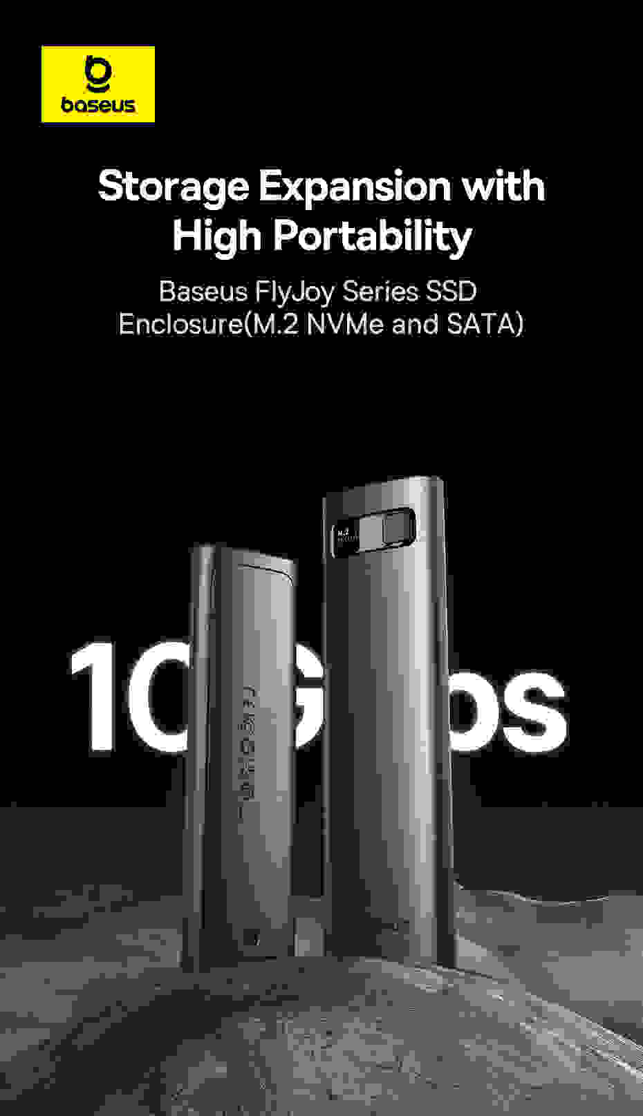 Baseus SSD NVME M2 Case Dual Protocol M.2 to USB Type C 3.2 Gen 2 Portable SSD Sata Nvme Enclosure External PC Case