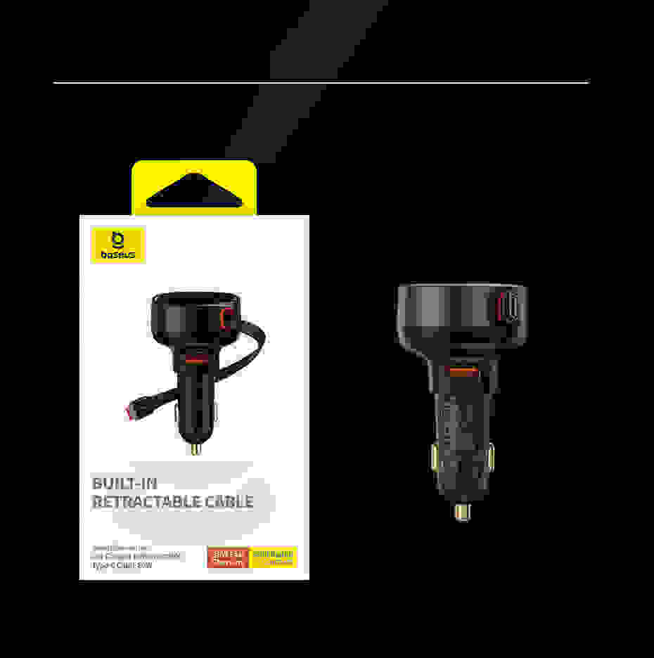 Baseus Enjoyment Pro Car Charger U+Retractable Type-C Cable 60W