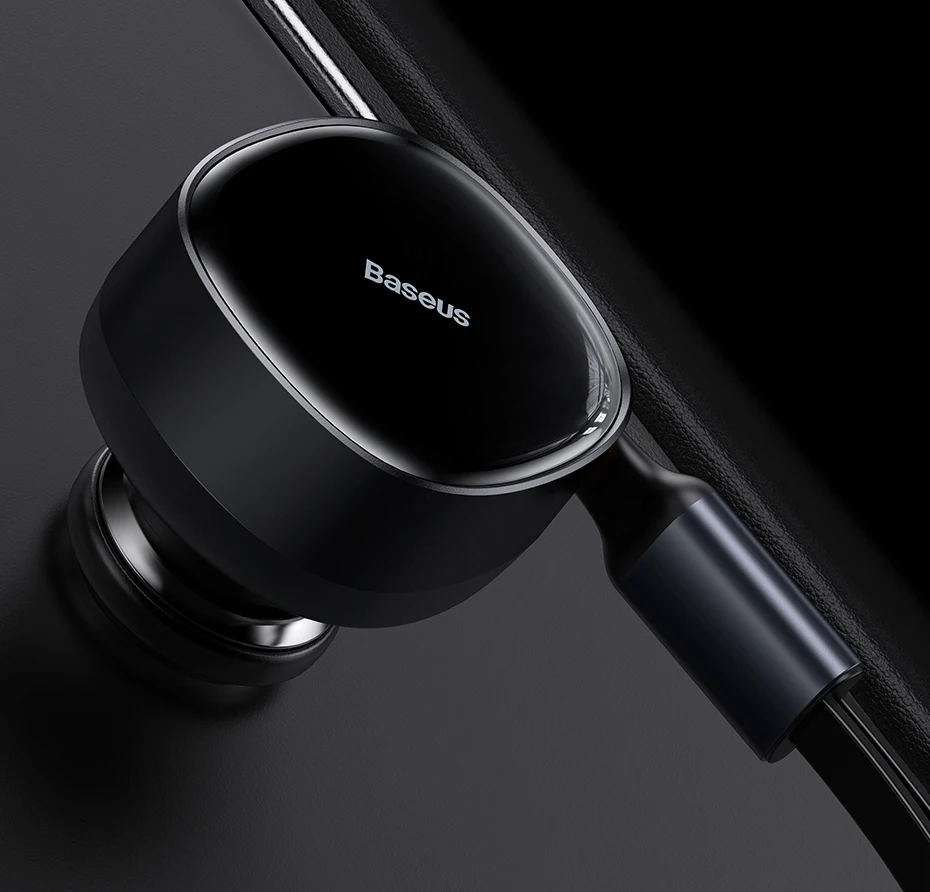 Baseus Car Charger Pro Retractable 30W Fast Charging Dual Port Type-C and Lightning