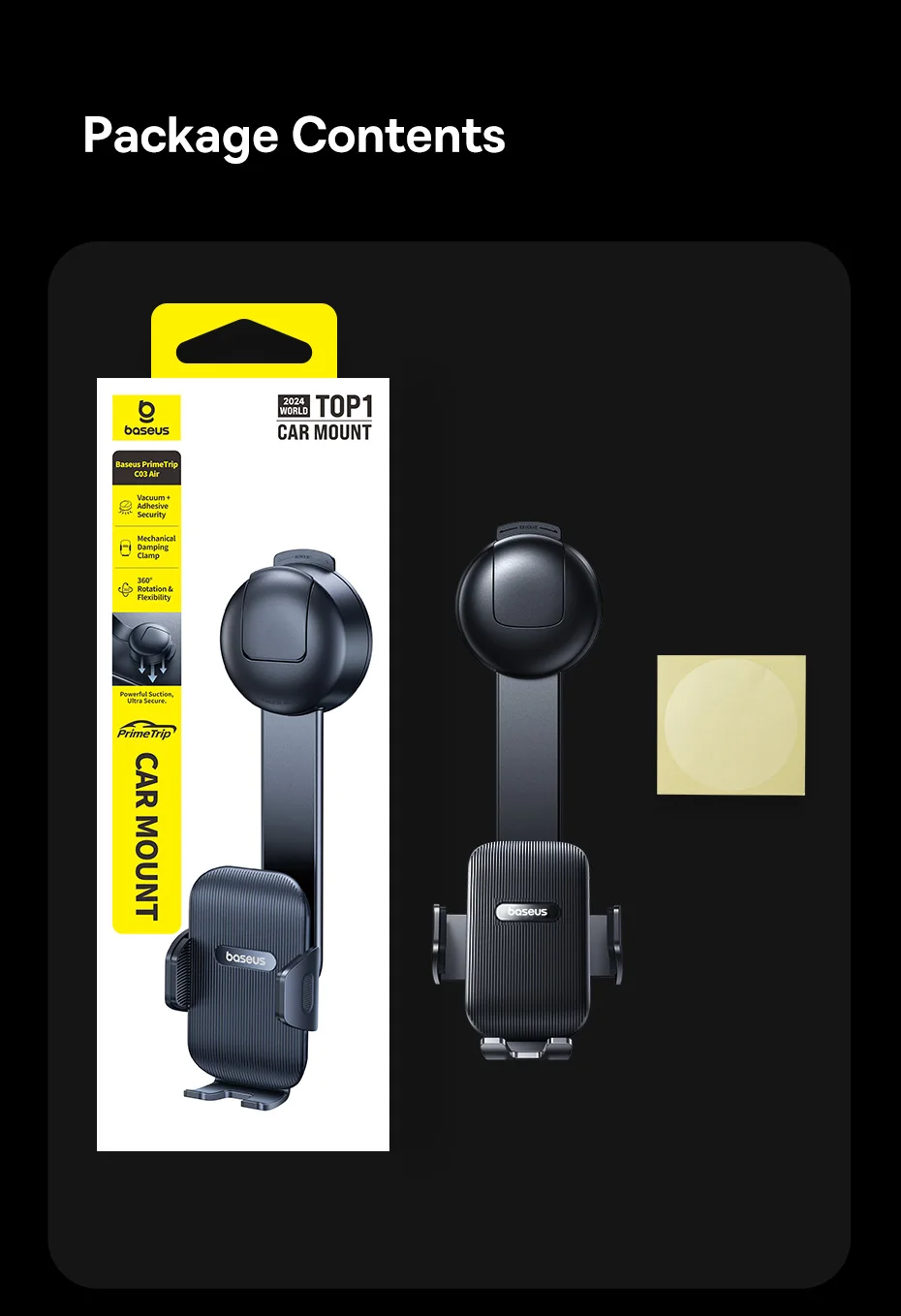 Baseus UltraControl Go Series Car Phone Holder - 6KG Dashboard Clamp Mount with Vacuum Suction