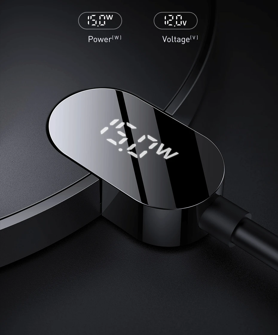 Baseus Digital LED Display GEN 2 Wireless Charger 15W Fast Charging Pad with FOD