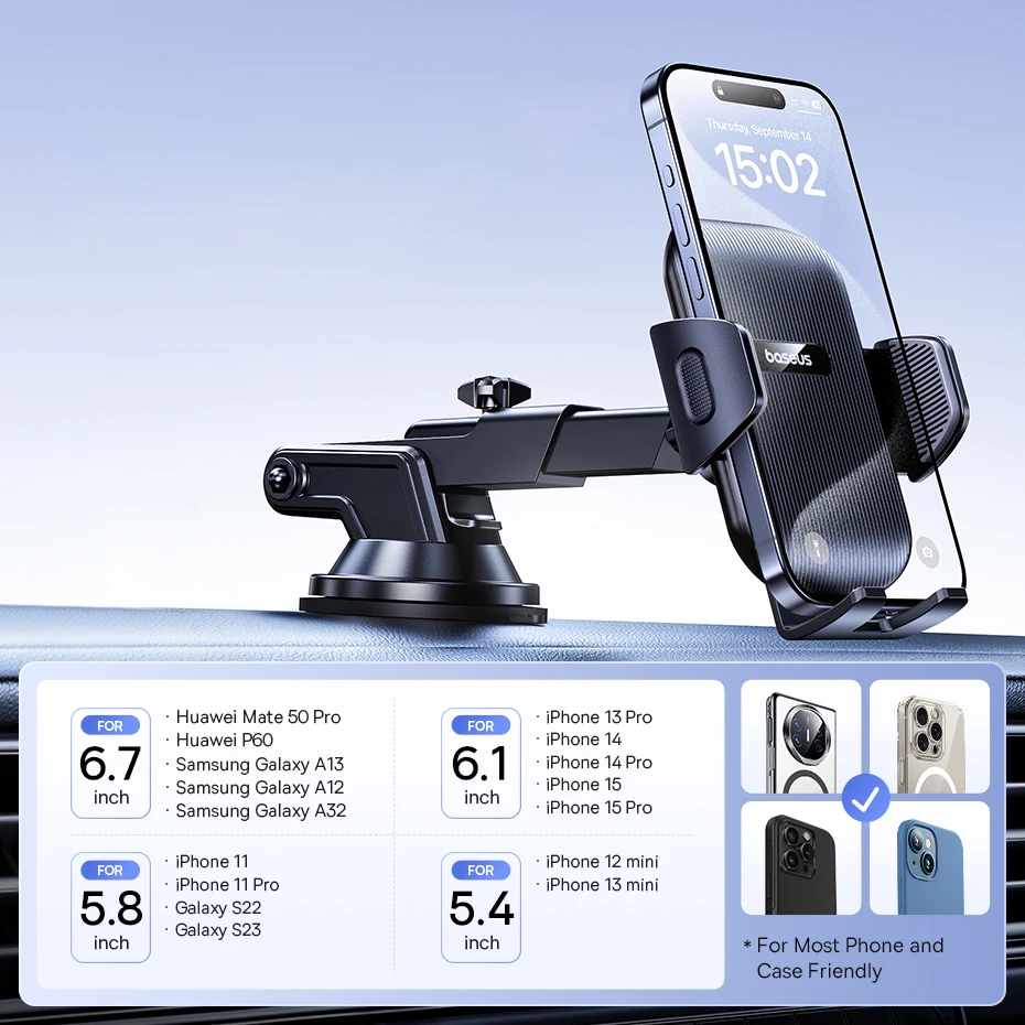 Baseus UltraControl Go Series Car Phone Holder - 6KG Dashboard Clamp Mount with Vacuum Suction
