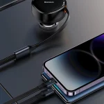 Baseus 30W Car Charger Pro Retractable Fast Charging Dual Port Type-C and Lightning