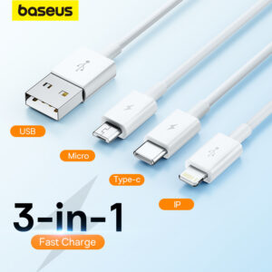 Baseus 3 in 1 USB Cable for iPhone 12 Pro Max Fast Charging Cable for Android Phone Huaiwei Xiaomi Type C Cable USB Cable Wire