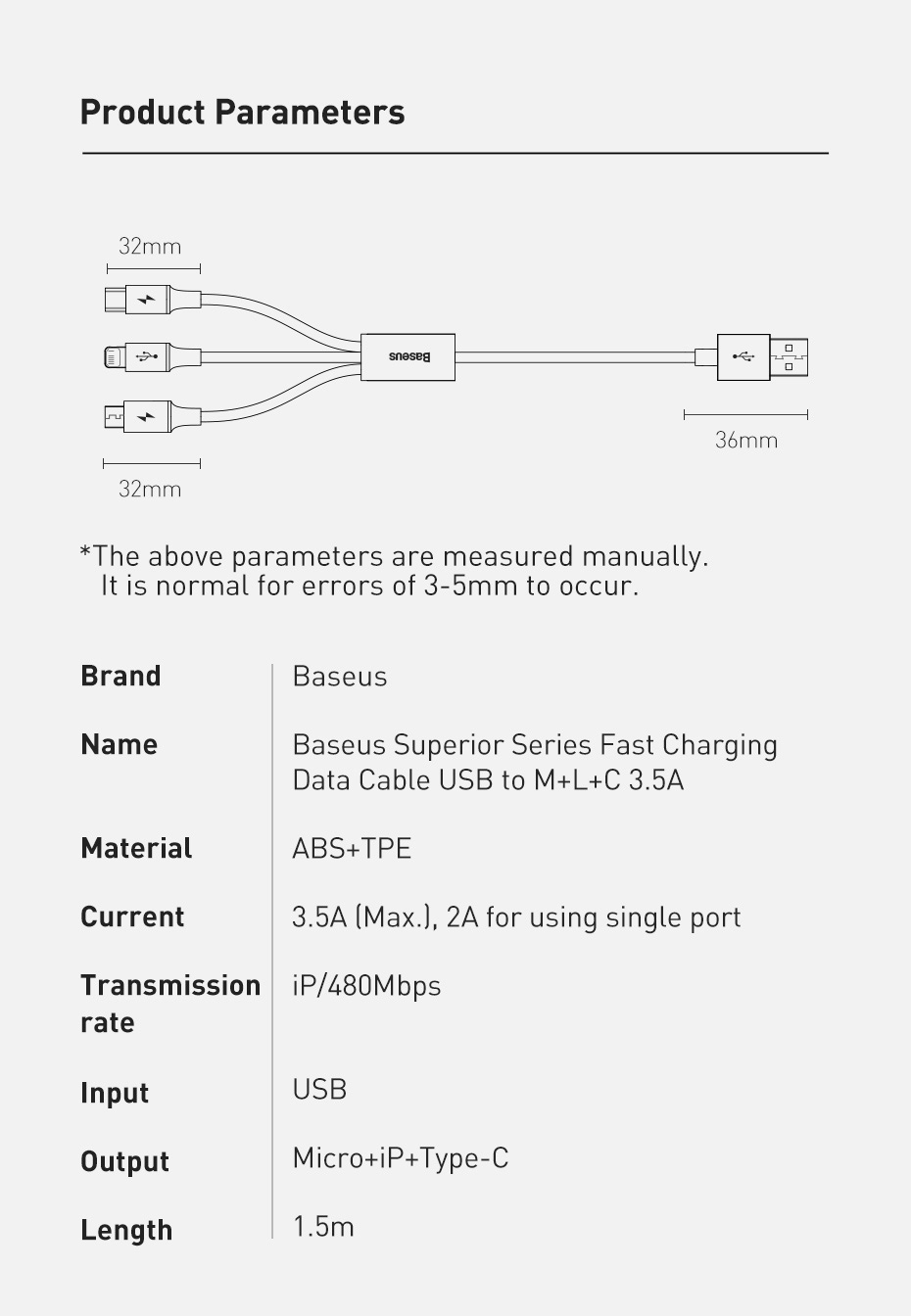 Baseus 3 in 1 USB Cable for iPhone 12 Pro Max Fast Charging Cable for Android Phone Huaiwei Xiaomi Type C Cable USB Cable Wire