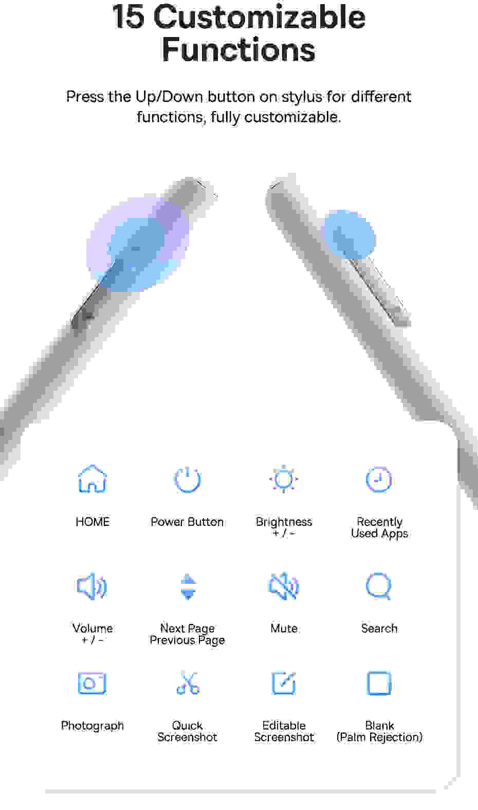 Baseus Wireless Charging Stylus Gen3 with Remote Page-Flipping Palm Rejection Touch Pens with Tilt Sensitivity for iPad Pro