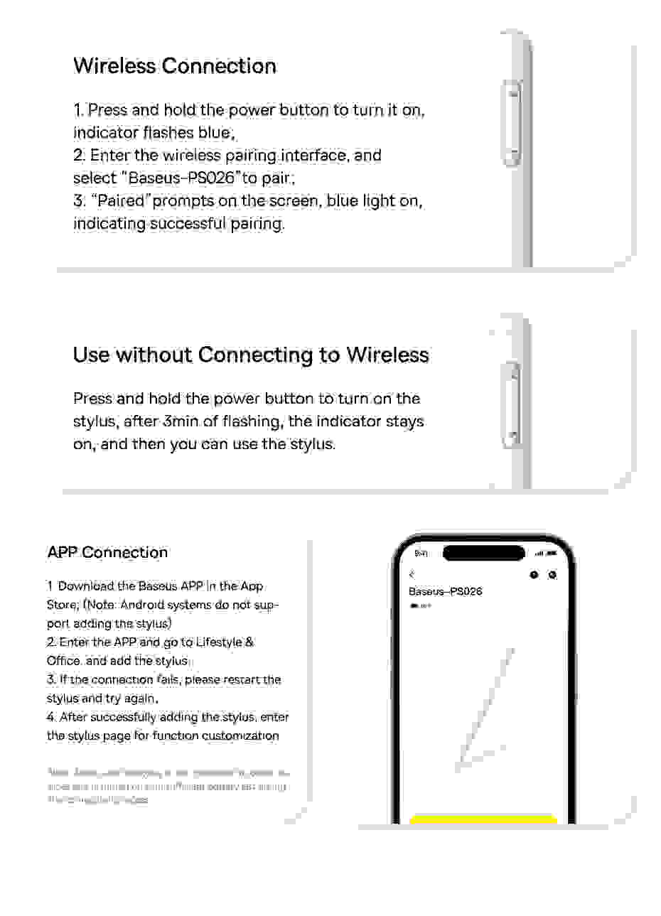 Baseus Wireless Charging Stylus Gen3 with Remote Page-Flipping Palm Rejection Touch Pens with Tilt Sensitivity for iPad Pro