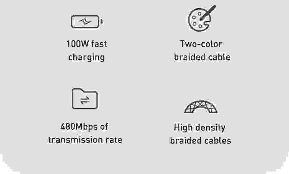 Baseus 100W C To C Type C Cable USB C PD Fast Charging Charger Wire Cord For Macbook Samsung Xiaomi Type C USB C Cable