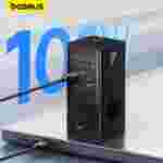 Baseus PowerCombo 100W GaN Charging Station Power Strip - 6-Port (2AC/2USB/2Type-C) with Surge Protection & Digital Display