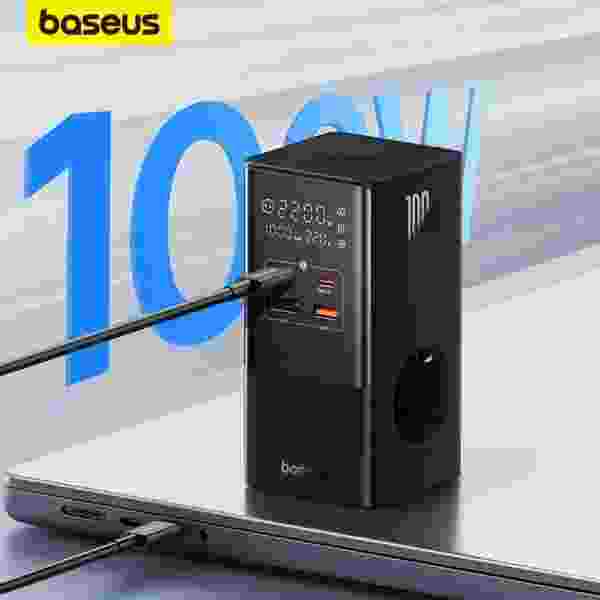 Baseus PowerCombo Tower Power Strip 2AC+2U+2C 100W 1.5m EU Fast USB Charger 6 in 1  Power Strip