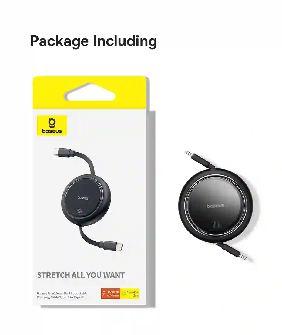 Baseus Retractable 100W USB C Cable For iPhone 15 Plus Pro Max Fast Charger Cable For MacBook iPad Type C For Xiaomi Samsung