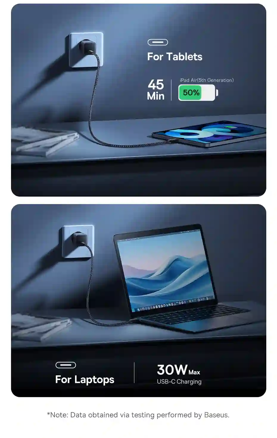 Baseus 30W GaN Charger Phone charger For iPhone 15 14 13 12 USB C Charger Support PD QC PPS Fast Charging For Laptop Smartphone