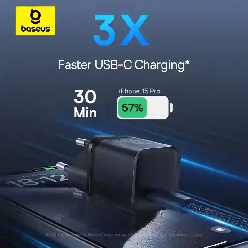 Baseus 30W GaN Charger for iPhone 15, iPhone 15 Plus, iPhone 15 Pro, iPhone 15 Pro Max & etc Baseus 30W GaN Charger for iPhone 15, iPhone 15 Plus, iPhone 15 Pro, iPhone 15 Pro Max & etc - Image 3