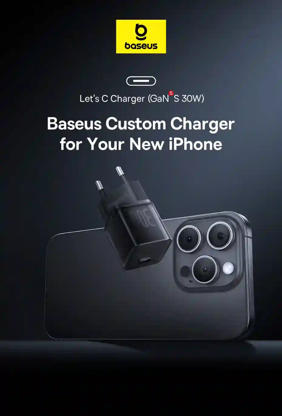 Baseus 30W GaN Charger Phone charger For iPhone 15 14 13 12 USB C Charger Support PD QC PPS Fast Charging For Laptop Smartphone