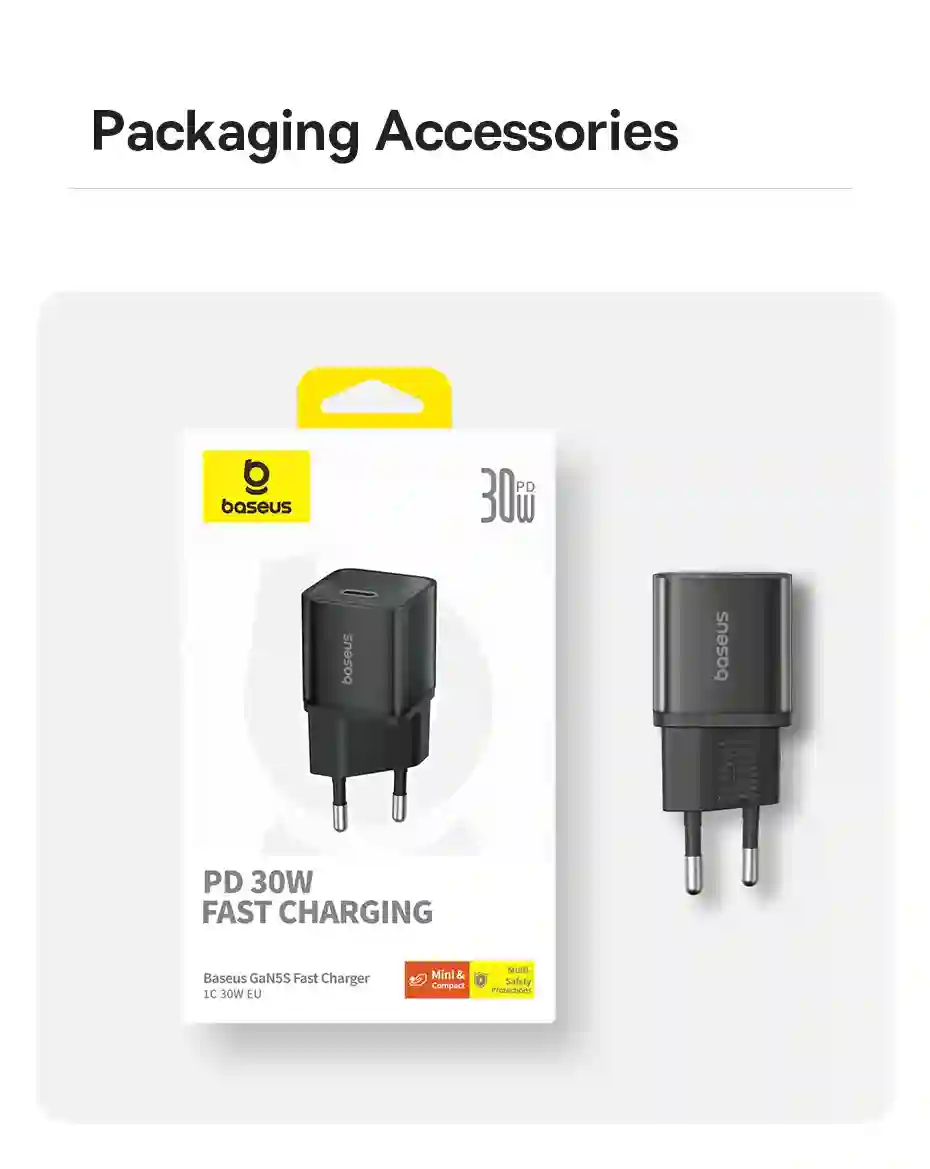 Baseus 30W GaN Charger Phone charger For iPhone 15 14 13 12 USB C Charger Support PD QC PPS Fast Charging For Laptop Smartphone