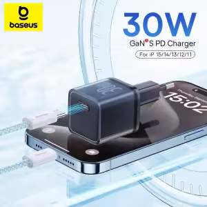 Baseus 30W GaN Charger for iPhone 15, iPhone 15 Plus, iPhone 15 Pro, iPhone 15 Pro Max & etc