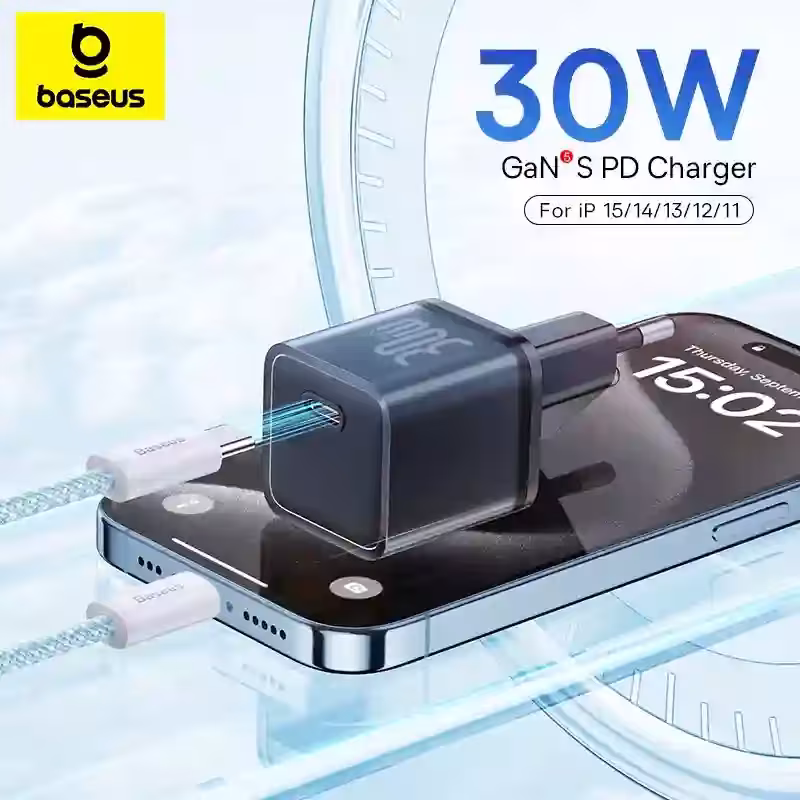 Baseus 30W GaN Charger for iPhone 15, iPhone 15 Plus, iPhone 15 Pro, iPhone 15 Pro Max & etc Baseus 30W GaN Charger for iPhone 15, iPhone 15 Plus, iPhone 15 Pro, iPhone 15 Pro Max & etc