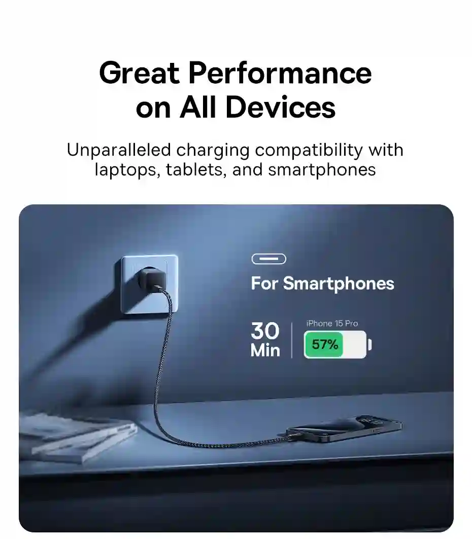 Baseus 30W GaN Charger Phone charger For iPhone 15 14 13 12 USB C Charger Support PD QC PPS Fast Charging For Laptop Smartphone