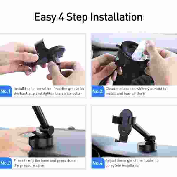 Baseus Simplism Gravity Car Mount Holder with Suction Base | Baseus Car Phone Holder Air Vent Windshield Mount - Image 6