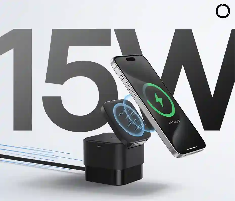Baseus 25W 2 in 1 Magnetic Wireless Charger Stand 15W Fast Charging Dock Station With Retractable Cable For iPhone15 14 Airpod
