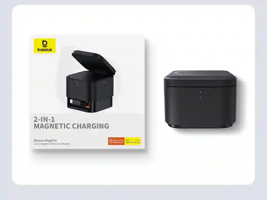 Baseus 25W 2 in 1 Magnetic Wireless Charger Stand 15W Fast Charging Dock Station With Retractable Cable For iPhone15 14 Airpod