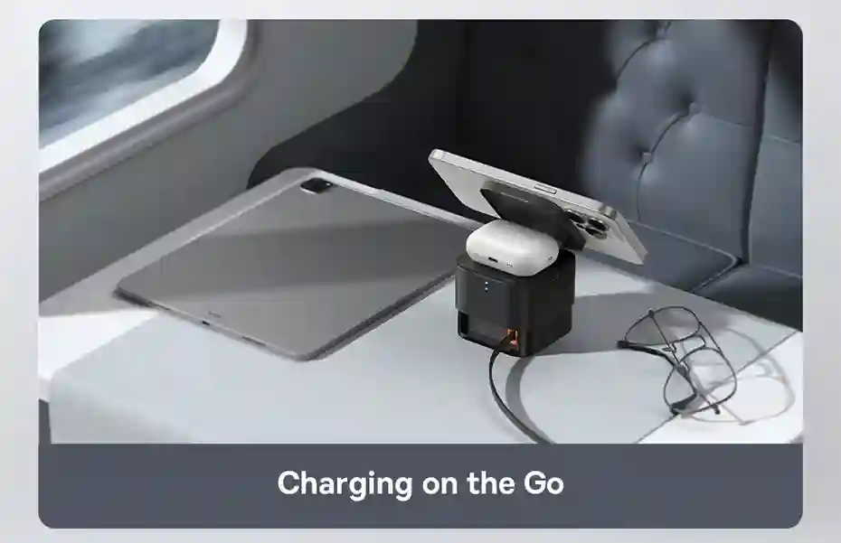 Baseus 25W 2 in 1 Magnetic Wireless Charger Stand 15W Fast Charging Dock Station With Retractable Cable For iPhone15 14 Airpod