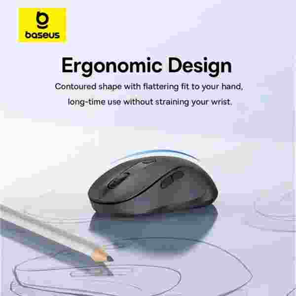Baseus F02 Ergonomic Wireless Mouse (without Battery)  Wireless Mouse Gen 2 | Bluetooth 2.4G 4000 DPI Gaming Mouse - Image 3