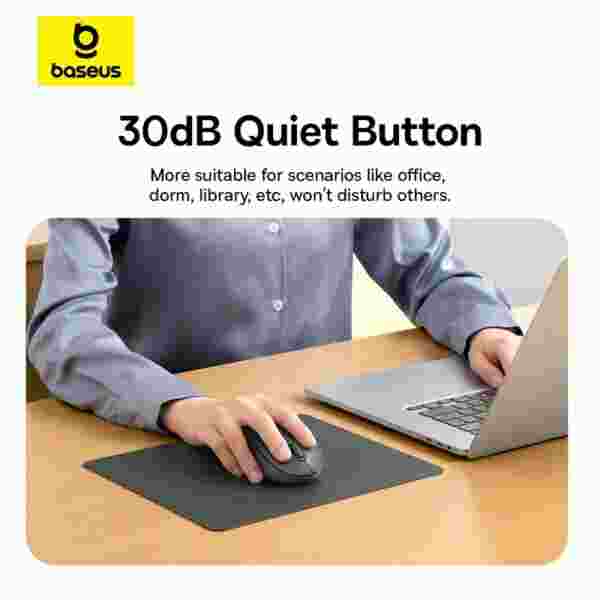 Baseus F02 Ergonomic Wireless Mouse (without Battery)  Wireless Mouse Gen 2 | Bluetooth 2.4G 4000 DPI Gaming Mouse - Image 2