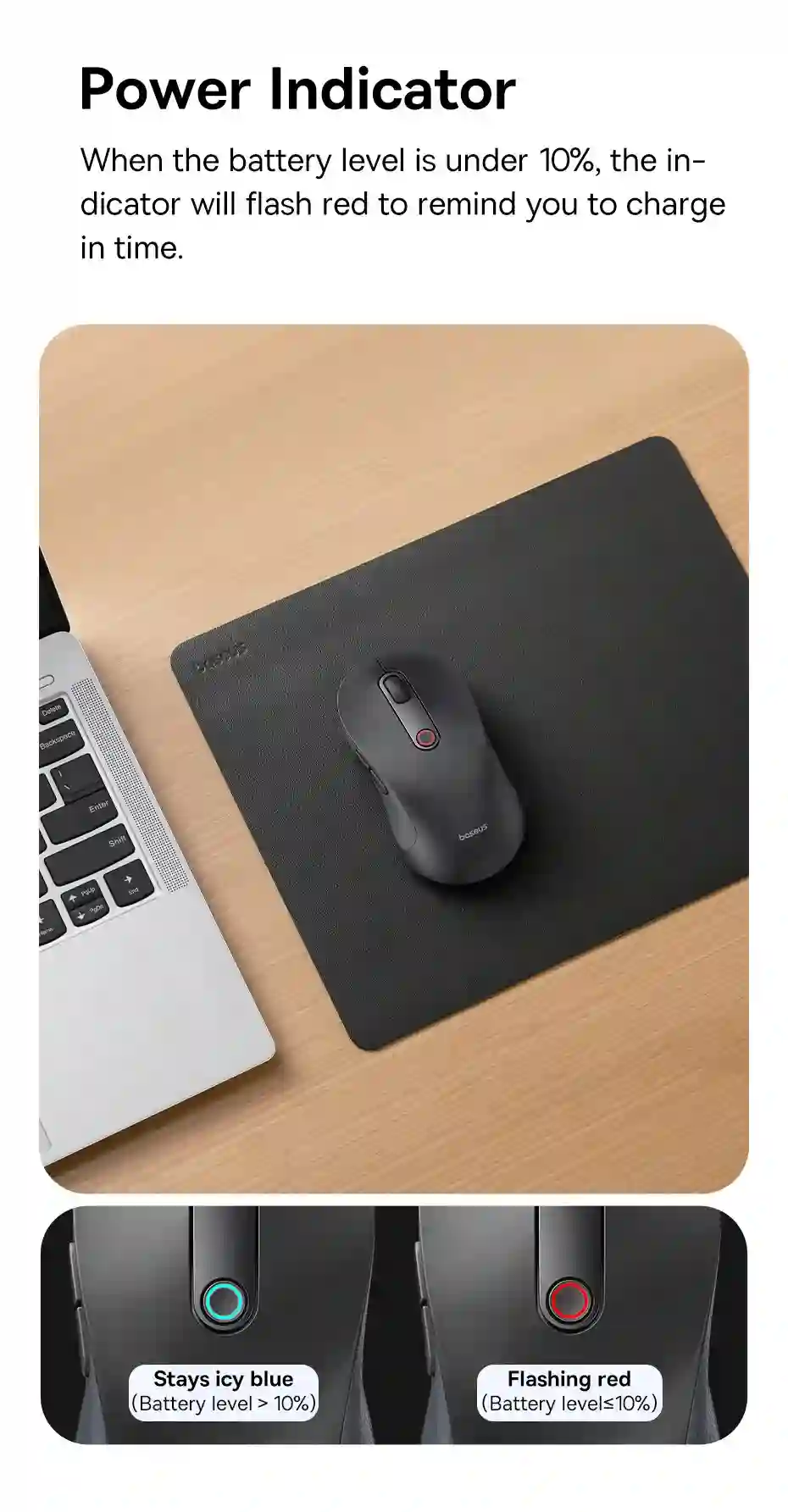 Baseus Wireless Mouse Gen 2 F02 Bluetooth 2.4G 4000 DPI Gaming Mouse with Customizable Buttons for PC MacBook Tablet Laptop