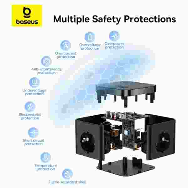 Baseus BPS30-3E PowerCombo Cube Desktop Charging Station With Surge Lightning Protection - Image 5