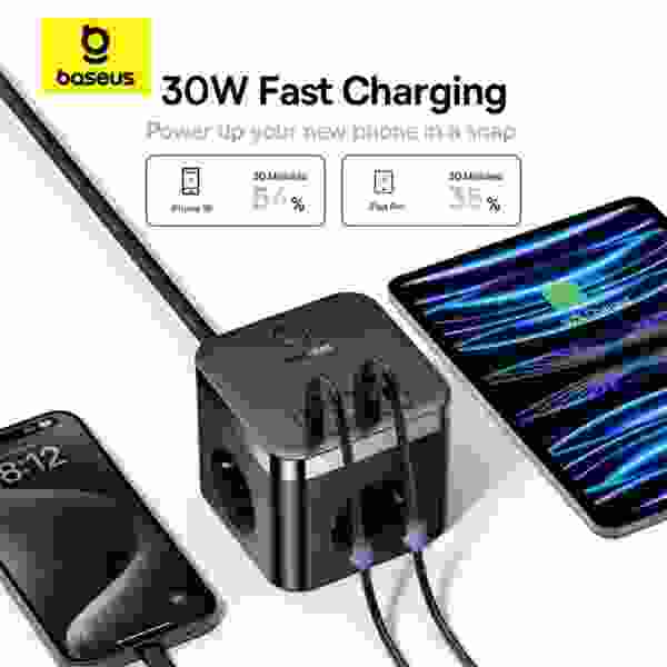 Baseus BPS30-3E PowerCombo Cube Desktop Charging Station With Surge Lightning Protection - Image 2