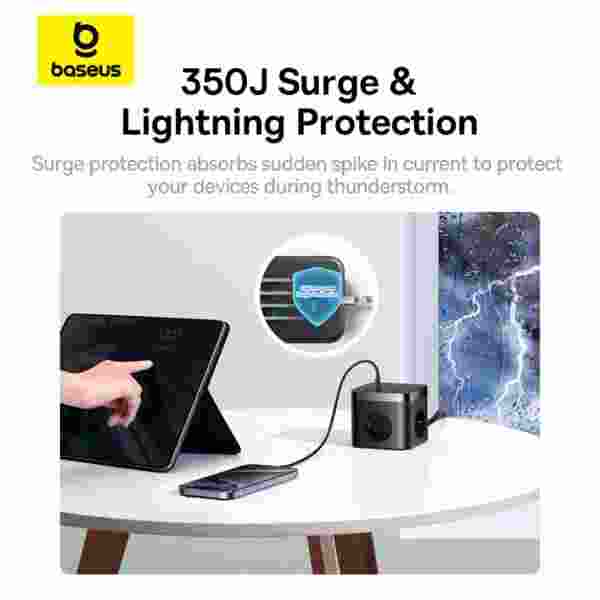 Baseus BPS30-3E PowerCombo Cube Desktop Charging Station With Surge Lightning Protection - Image 6