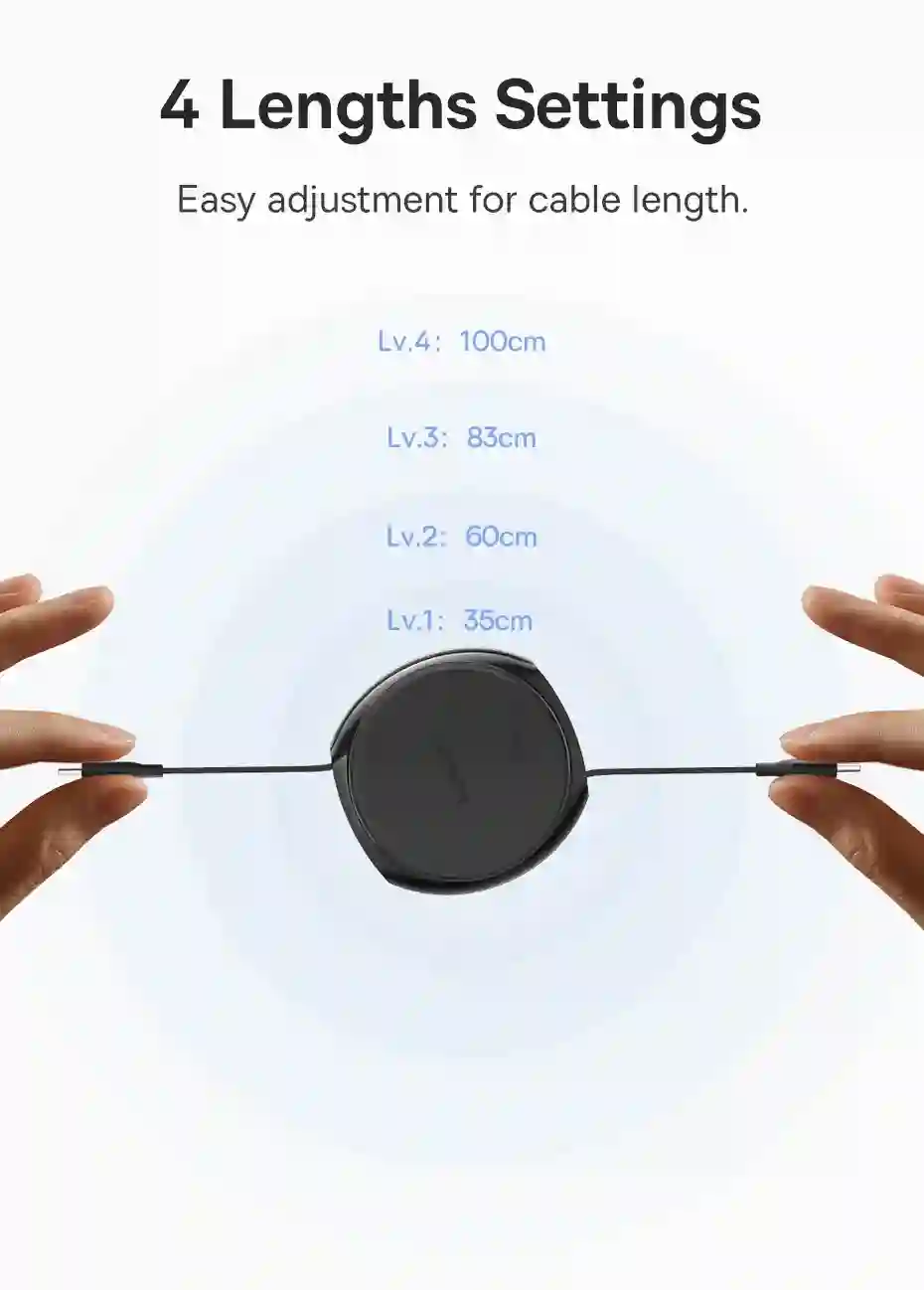 Baseus Retractable USB C Cable 100W Cable for iPhone 15 Plus Pro Max Fast Charger Cable For MacBook iPad Charger Data Wire