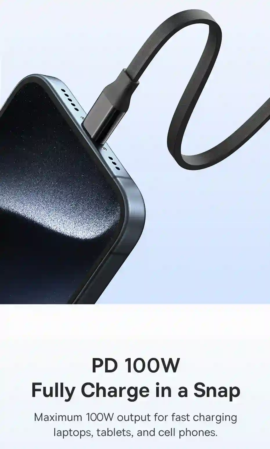 Baseus Retractable USB C Cable 100W Cable for iPhone 15 Plus Pro Max Fast Charger Cable For MacBook iPad Charger Data Wire