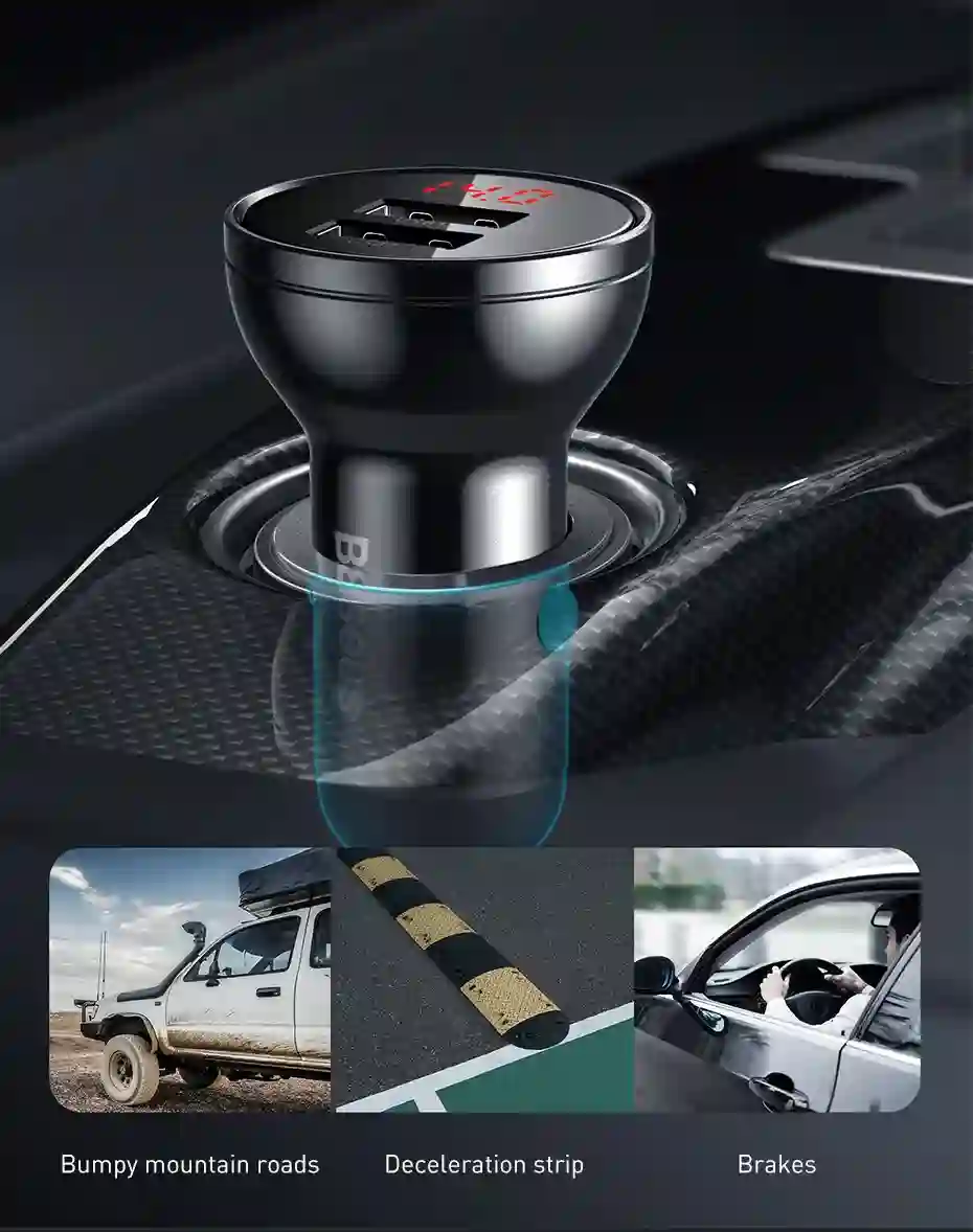 Baseus 24W USB Car Charger for Phone 4.8A Fast Mobile Phone Charger Adapter for Huawei Xiaomi with LED Display Car Phone Charger