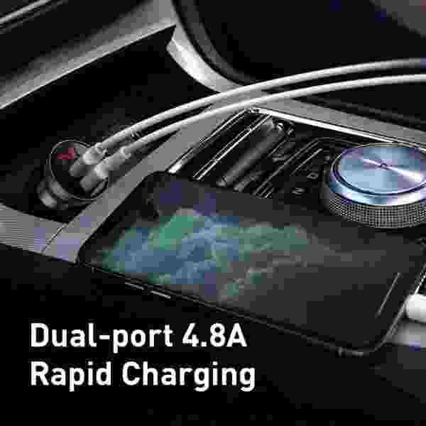 Baseus 4.8A Metal LED Car Charger - Image 5