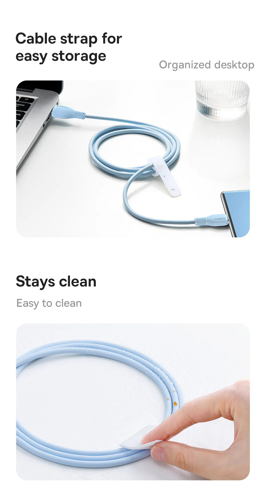 Baseus USB Type C Cable For Huawei Honor Xiaomi Samsung Super Charge 66W/100W Fast Charging USB C Charger Data Cable Wire Cord