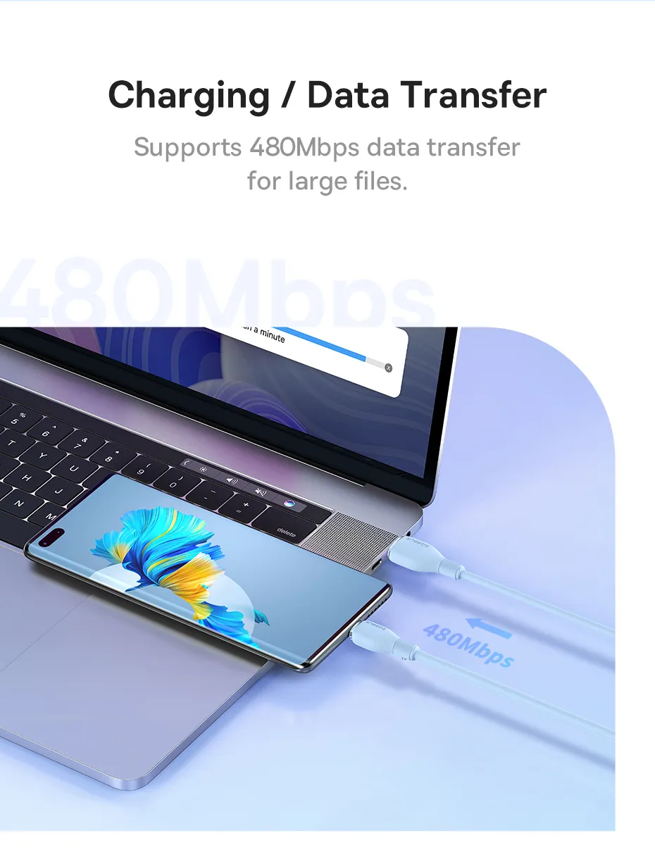 Baseus USB Type C Cable For Huawei Honor Xiaomi Samsung Super Charge 66W/100W Fast Charging USB C Charger Data Cable Wire Cord